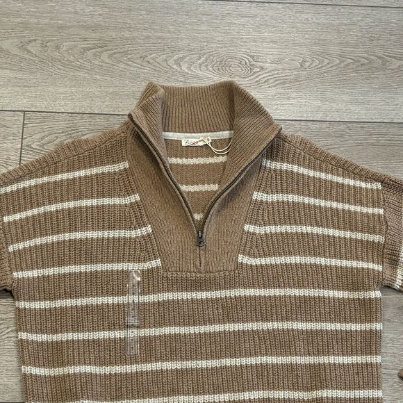 Faherty Women’s Sweater Size Small Mariner Sweater Carmel Brown Stripe Pullover - Picture 9 of 12